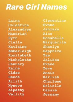 an orange and yellow poster with the names of some different types of women's names