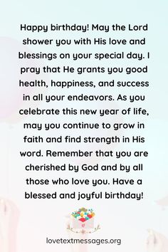 a birthday card with balloons and the words happy birthday may the lord shower you with his love and blessing on your special day