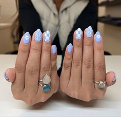 Bff Nails, Fun Blue Nails, Periwinkle Nails, Checkered Nails, Teen Nails, Western Nails, Retro Nails, Simple Gel Nails, Summery Nails