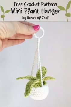 Crochet Mini Plant Hanger: Free Pattern Poppy Crochet, Crochet Project Free, Crochet Plant Hanger, Crochet Plant, Crochet Design Pattern, Beginner Crochet Projects