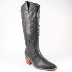 The right boots can complete any outfit, and our Brandy Cowgirl Boots are just that! Wear them for your next date night or girl's night out! Trendy Boots With Reinforced Heel For Night Out, Knee-high Boots With Stacked Heel For Night Out, Trendy High Ankle Boots For Night Out, Casual Snip Toe Boots For Party, Fall Knee-high Boots With Reinforced Heel For Night Out, Trendy Wide Calf Boots With Stacked Heel, Trendy Boots For Night Out, Western Wide Calf Faux Leather Heeled Boots, Winter Snip Toe Faux Leather Boots