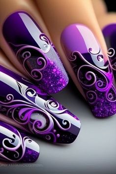 Nails 2023 Trends Summer, Nails 2023 Trends, Beach Nail Designs, Wedding Nail Art Design, Purple Acrylic Nails