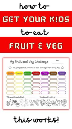 Mega challenge especially if things are green.....try this fun printable, your children can write the name of the fruit vegetable they try every day and they can colour in the pictures. Weekly Tracker, Eating Fruit, Kids Healthy, Clean Eating Tips, Frozen Vegetables, Eat Fruit, Fruit Platter, Fruit Tray, Fruit Snacks