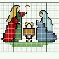 a cross stitch pattern with a woman and child