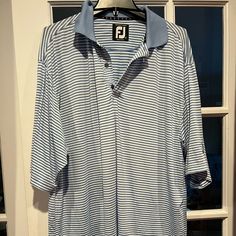 Gorgeous And Comfortable Nwot Classic Striped Tops For Golf, Classic Blue Golf Shirt, Classic Blue Golf Tops, Blue Collared Top For Golf, Casual Blue Top For Golf, Polo Shirt Colors, Shirt Color, Blue White, Polo Shirt