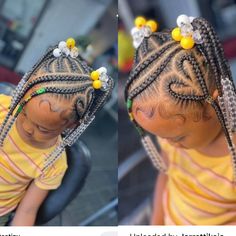 Stitch Braid Ponytail With Heart, Kid Heart Braid Styles, Black Baby Braids Hairstyles, Braided Heart Hairstyles Black Hair Kids, Kids Braids With Heart Design, Baby Girl Braids Toddler Hair Black, Toddler Hairstyles Girl Braids, Heart Braids For Kids