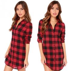 This button-up plaid flannel made with a cotton blend is comfy chic. Looks fabulous paired with leggings or jeans. Comes in two fab color patterns. Check Tunic, Plaid Print Shirt, Oversized Long Sleeve Shirt, Flannel Women, Slim Fit Top, Long Sleeve Plaid Shirt, Long Sleeve Plaid, Long Blouse, Casual Girl