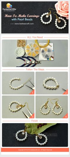 Pearl Beads Ideas Diy Jewelry, Wire Bead Earrings Diy, Earring Making For Beginners, Diy Pearl Earrings How To Make, Glass Bead Earrings For Party, Cheap Handmade Glass Beaded Earrings, How To Make Earrings For Beginners, Elegant Beaded Shell-shaped Jewelry, Make Jewelry For Beginners