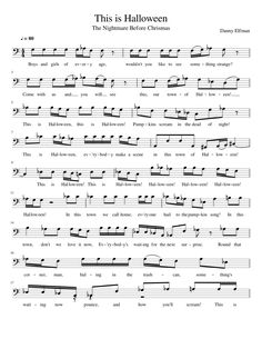 sheet music with the words, this is halloween