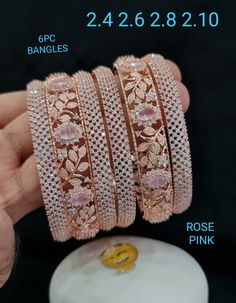 Diamond Jwellary Set Bridal, Engagement Bangles Indian, American Diamond Bangles, Bangles Setting Ideas, Bangle Set For Bride, Lehenga Bangles, Engagement Bangles