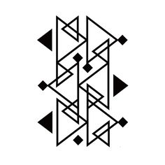 an abstract black and white design with triangles, lines, and squares in the shape of rectangles