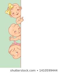 a group of babies peeking out from behind a blank sign with space for your text