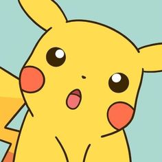 a cartoon pikachu with big eyes sitting down