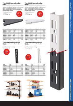 an advertisement with instructions on how to use the wall bracket for shelves and shelving