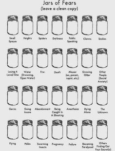 jars with different names and labels on them, all labeled in the same font scheme