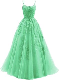 Damenspitzen Applikationen Abschlussballkleider Langes Spaghetti -Gurtballkleider Tüll formelle Kleidung für Party Lace Gown With Spaghetti Straps For Prom Season, Lace Gown With Spaghetti Straps For Prom, Green Princess Style Dress For Debutante Ball, Green Lace Ball Gown For Prom Season, Green Lace Ball Gown For Prom, Prom Gown With Lace Bodice And Spaghetti Straps, Green Lace Ball Gown With Fitted Bodice, Wedding Evening Dress With Lace Bodice And Spaghetti Straps, Princess Style Floor-length Lace Dress