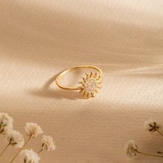 Cz Stone Sunburst Ring 14K 18K Real Gold, Boho Style Minimalist Sunshine Ring, Everyday Jewelry, Celestial Ring, Dainty Sun Ring, Best Gift ✅Material: Real solid gold (no plating, no gold-filled, etc) ✅Gold karat options: 14K and 18K ✅Gold color options: Yellow Gold, Rose Gold, White Gold ✅Gemstone: CZ Stone 📐DIMENSIONS Sun Width: 11.00 mm approx. ✈️ SHIPMENT After your confirmation, I will ship your order in 1-3 business days. Estimated delivery time for UPS Express 3-4 business days. Please c Yellow Gold Cubic Zirconia Midi Rings, Celestial 14k Gold Rings With Prong Setting, Dainty Yellow Gold Halo Diamond Ring, Gold Cubic Zirconia Flower Ring With Halo Setting, Gold Crystal Ring With Halo Design, Celestial Yellow Gold Rings With Prong Setting, 14k Yellow Gold Halo Crystal Ring, Gold Celestial Rings With Prong Setting, Yellow Gold Fine Jewelry Crystal Toe Ring