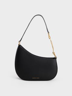 Black Asymmetrical Shoulder Bag - CHARLES & KEITH US Charles And Keith Bags, Formal Bag, Batwing Blouse, Faux Leather Bag, Charles Keith, Black Shoulder Bag, Asymmetrical Skirt, Bag Straps, Kate Spade Crossbody