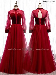 10% off now|Burgundy Aline Tulle Formal Dress with Collar Illusion Long Sleeves at GemGrace. Click to learn our pro custom-made service for wedding dress, formal dress. View Formal Dresses for more ideas. Stable shipping world-wide. Black And Red Formal Dress Long Sleeve, Formal Evening Dress With Sheer Tulle Sleeves, Prom Evening Dress With Illusion Neckline And Long Sleeves, Long Sleeve Tulle Evening Dress For Prom, Long Sleeve Evening Dress With Illusion Neckline For Prom, Sheer Tulle Evening Dress With Long Sleeves, Long Sleeve Tulle Evening Dress With Sheer Sleeves, Long Sleeve Evening Dress With Sheer Bodice For Prom, Evening Dress With Sheer Long Sleeves In Tulle