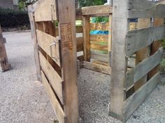 there are two wooden gates made out of pallets