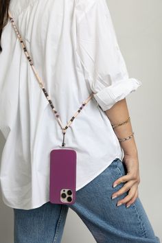 Buy the best luxury phone accessory brand ''TİMYA'' to keep your hands free.Phone case can really take your outfit to another level.Once you get used to this product, you won't be able to give it up. All our products are handmade and all the materials we use are of the highest quality.Our phone straps are 125 cm (50 inches). And you can easily make your strap 7 to 8 cm longer from at the end of your strap.You can watch the video and learn how to do. For this model you don't need to buy a extra p Luxury Phone Bag With Adjustable Strap, Cheap Green Phone Bag With Detachable Strap, Phone Bracelet Holder, Phone Straps, Phone Strap, Camera Strap, Mobile Cases, Badge Holders Lanyard, Camera Accessories