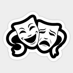 Theatre Symbol, Theater Mask Tattoo, Acting Masks, Theatre Drawing, Theatre Faces, White Masks, Theatre Logo, Theater Mask, Comedy Tragedy Masks