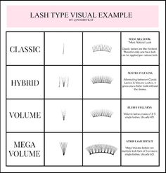 Eyelash Extension Thickness Chart, Hybrid Lash Description, Eyelash Extension Curl Chart, Lash Extensions Styles Chart, Lash Extensions Thickness, Lash Mapping For Beginners, Lash Tech Policy Template, Lash Manual Ideas