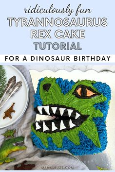 t rex cake Dinosaur Cake Tutorial, Dino Birthday Cake, T Rex Cake, Make A Dinosaur, Dinosaur Birthday Cakes, Birthday Party Desserts