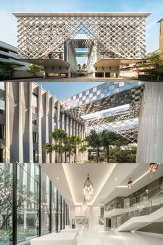 four different views of an office building