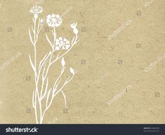 an old paper background with flowers and leaves on the left side, in white ink