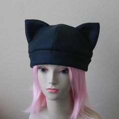 This hat is 100% handmade here in our workshop.  One size fits most teens and adults at a standard size of 23" measured around the head. Goth Kawaii Fashion, Cosplay Cat Ears, Cat Ears Cap, Cosplay Cat, Cat Hats, Japanese Fashion Kawaii, Rabbit Hat, Goth Kawaii, Cap Cute