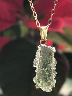 Special offer - best price, best quality, little beauty! Cute top color Moldavite in solid 14k gold Au585, rare all natural raw certified moldavite directly from Czech Republic  - the home of real Moldavites, in handmade gold pendant - Hallmarked, stamps.  Moldavite-Art designed One-of-a-kind pendant/necklace - best gift for her/ best gift for him. In box. Moldavite is a natural stone - tektite after an ancient meteor impact in Central Europe (Czech Republic) more than 14million years ago. This Meteor Impact, Moldavite Pendant, Moldavite Jewelry, Best Gifts For Him, Locket Pendant Necklace, Best Gifts For Her, Handmade Gold, Green Crystals, Artistic Jewelry