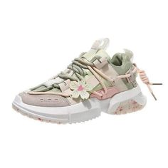 Color: Green, Shoes Size: EUR36=US 6B(M) Shoes Wedges Sneakers, Flower Sneakers, Floral Sneakers, Fashion Shoes Flats, Old Shoes, Cute Sneakers, Sneakers Women, Breathable Shoes, Wedge Sneakers