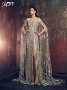 Luxury Crystals Evening Dress Beaded Appliques Straight Bride Robe Illusion Side Slit Bridal Dresses Look Gatsby, Ziad Nakad, Evening Dress Beaded, Fantasy Gowns, Fairytale Dress, Fantasy Dress, Beautiful Clothes