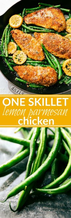 one skillet lemon parmesan chicken with green beans