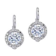 Handmade 18kt white gold diamond earrings. The center stones are 1.23ct total weight and G color with SI2/I1 clarity. GIA certified. (0.61ct GIA#2215317298 & 0.62ct GIA#1216317278) The pave diamonds that encircle the center stones are 32pcs in total, 0.12ct, and colors F/G with clarity VS1. SKU: 20751 Silver Certified Diamond Earrings, Diamond White 14k White Gold Earrings With Halo Design, Platinum Diamond Earrings With Halo Design In Silver, Silver Platinum Diamond Earrings With Halo Design, Platinum Diamond Earrings With Halo Design, Platinum Halo Diamond Earrings Fine Jewelry, 14k White Gold Diamond Earrings With Halo Design, Classic Platinum Diamond Earrings With Halo Setting, Gia Certified White Gold Drop Diamond Earrings