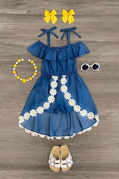 Denim & Daisy Cold Shoulder Skirted Romper Girls Things, Kid Outfits, Trendy Bows, Sparkle In Pink, Basketball Birthday, Summer Outfits Kids, Weather Activities, Easy Dressing, Lace Trims