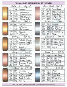 the color chart for different colors of thread