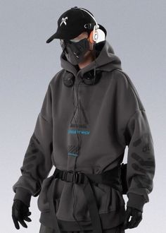 23 AW Cyber Ninja Hoodie - Jiye Heavy Industry - X Futuristic Long Sleeve Outerwear For Streetwear, Techwear Gray Hoodie For Fall, Futuristic Long Sleeve Streetwear Outerwear, Techwear Long Sleeve Sweatshirt, Futuristic Long-sleeve Streetwear Outerwear, Gray Techwear Hoodie For Fall, Long Sleeve Techwear Sweatshirt For Outdoor, Fall Gray Techwear Hoodie, Techwear Black Hoodie With Double-lined Hood