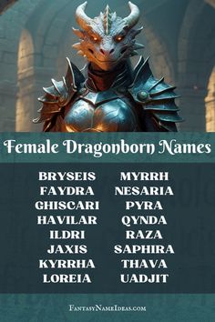 the female dragon names for each character