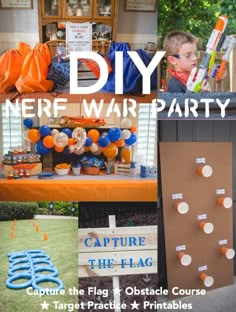 Nerf Wars Battlefield Diy, Nerf Wars Battlefield, Diy Nerf Battlefield, Nerf Battlefield Diy, Diy Nerf Party, Party Biscuits, Boys Birthday Party Games, Nerf Party Ideas