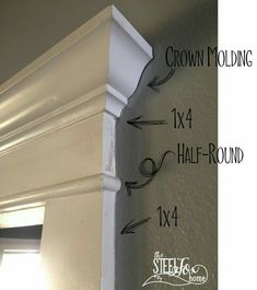 the crown molding is shown with four different types of moulders on it