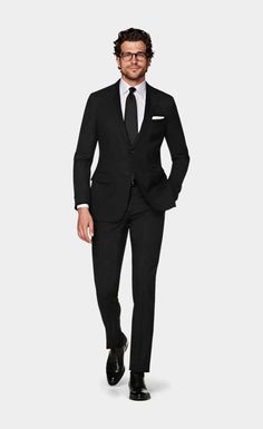 The Essential Style Guide to Wearing a Black Suit | Dapper Confidential Black Suit Outfit, Black Tie Men, Suit Outfit Ideas, Suit And Tie Men, Black Tie Wedding Attire, Men Suits Black, Black Tie Outfits, Black Tie Wedding Guest Dress, Formal Attire For Men