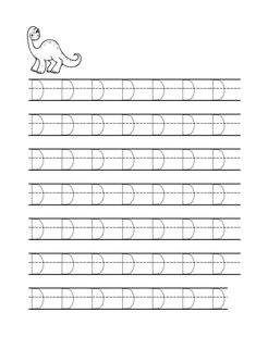 the letter d worksheet with an image of a dinosaur