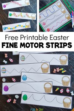 free printable easter fine motor strips for toddlers to practice their fine motor skills