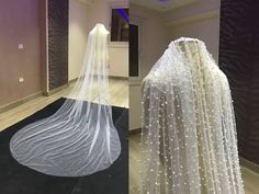 two photos one with a veil and the other with lights