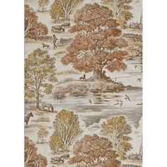 a wallpaper with trees and animals on it