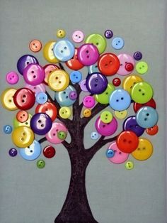 a button tree with many different colored buttons on it