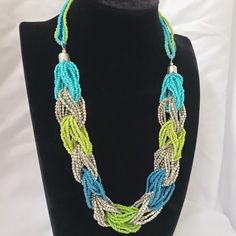 Turquoise Multi-strand Beaded Necklace, Traditional Turquoise Multi-strand Beaded Necklace, Turquoise Multi-strand Necklace, Turquoise Faceted Multi-strand Beaded Necklaces, Green Beaded Multi-strand Turquoise Necklace, Susan Graver, Necklace Turquoise, Turquoise Green, Multi Strand