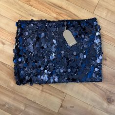 Midnight Blue Sequin Skirt Zipper Closure With Hook And Eye Nwt Blue Sequin Skirt, Sequin Mini Skirt, Skirt Zipper, Sequin Mini Skirts, Sequin Mini, Midnight Blue, Low Rise, Sequin Skirt, Mini Skirt